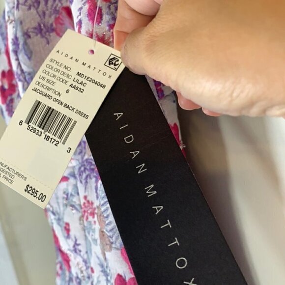 NWT. Aidan Mattox 6 Jacquard Open Back Flare Dress. - Picture 8 of 16